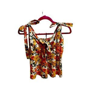 Top – Size Small Floral Mermaid-Style Tie-Shoulder